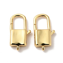 Real 18K Gold Plated Brass Lobster Claw Clasps, Cadmium Free & Nickel Free & Lead Free, Real 18K Gold Plated, 18x10x4mm, Hole: 1mm
