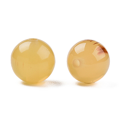 Pale Goldenrod Resin Beads, Imitation Gemstone, Round, Pale Goldenrod, 12x11.5mm, Hole: 1.5~3mm