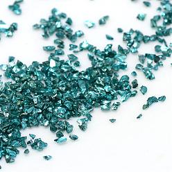 Dark Cyan Piezo Glass Beads, No Hole Beads, Chip, Dark Cyan, 1.5~2x1.5~2mm, about 440~450g/bag