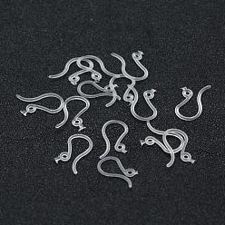 White Eco-Friendly Plastic Earring Hooks, Ear Wire, with Horizontal Loop, White, 10x13x0.8mm, Hole: 1mm, 24 Gauge, Pin: 0.5mm, about 9000pcs/bag