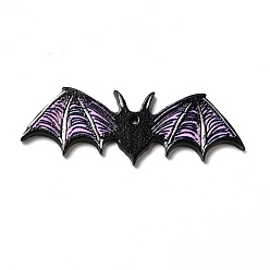 Black Halloween Acrylic Big Pendants, for DIY Earring Findings, Bat, Black, 17.5x50x2.5mm, Hole: 1.8mm