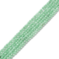 Natural Glass Natural Glass Beads Strands, Faceted, Round, Spring Green, 3mm, Hole: 0.6mm, about 113pcs/strand, 15.24~15.43 inch(38.7~39.2cm)