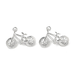 Real Platinum Plated Brass Charms, Bicycle Charm, Real Platinum Plated, 14x20x6mm, Hole: 1.6mm