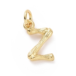 Letter Z Brass Pendants, with Jump Ring, Golden, Letter Charm, Letter Z, 12x8x2mm, Hole: 3mm