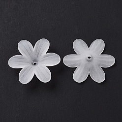 WhiteSmoke 6-Petal Transparent Acrylic Bead Caps, Frosted, Flower, WhiteSmoke, 25.5x23x5.5mm, Hole: 1.6mm, about 892pcs/500g
