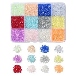 Couleur Mélangete 144 g 12 couleurs perles de verre électrolytiques transparentes, pas de trous / non percés, de couleur plaquée ab , puce, couleur mixte, 1.5~2x1.5~2mm, 12 g / couleur