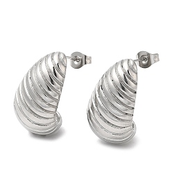 Stainless Steel Color 304 Stainless Steel Croissant Stud Earrings, Stainless Steel Color, 23x13mm
