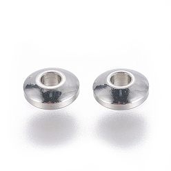 Stainless Steel Color 202 Stainless Steel Spacer Beads, Rondelle, Stainless Steel Color, 6x3mm, Hole: 2mm