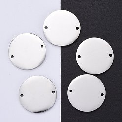 Color de Acero Inoxidable 304 conectores de eslabones de acero inoxidable, pulido manual, sellado de etiquetas en blanco, plano y redondo, color acero inoxidable, 20x1.8 mm, agujero: 1.3 mm