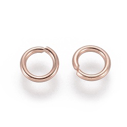 Oro Rosa 304 de acero inoxidable anillos del salto abierto, oro rosa, 18 calibre, 6x1 mm, diámetro interior: 4 mm