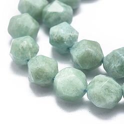 Amazonite Natural Amazonite Beads Strands, Faceted, Round, Star Cut Round Beads, 9~10mm, Hole: 1.2mm, about 38~40pcs/Strand, 14.5 inch~15.9 inch(37~40.5cm)