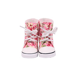 Rose Nacré Chaussures de poupée en cuir pu, pour 18 "accessoires de poupées american girl, Motif floral, perle rose, 70~75x40~45mm