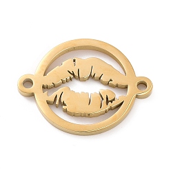 Oro 304 colgantes de conector de acero inoxidable, eslabones redondos planos huecos con labio, dorado, 19.5x15x1.4 mm, agujero: 1.3 mm