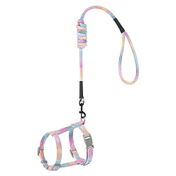 Colorful Cat Harness and Leash Set, Cloth Belt Traction Rope Cat Escape Proof with Plastic Adjuster and Alloy Clasp, Adjustable Harness Pet Supplies, Colorful, Inner Diameter: 18~32mm, Rope: 10mm