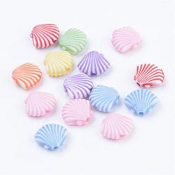 Mixed Color Craft Style Acrylic Charms, Shell, Mixed Color, 10.5x12x4mm, Hole: 1.5mm, about 1585pcs/500g