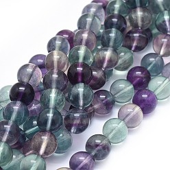 Fluorite Natural Fluorite Beads Strands, Round, 10mm, Hole: 1mm, about 40pcs/strand, 15.7 inch(40cm)