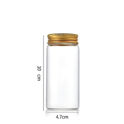Golden Column Glass Screw Top Bead Storage Tubes, Clear Glass Bottles with Aluminum Lips, Golden, 4.7x10cm, Capacity: 130ml(4.40fl. oz)