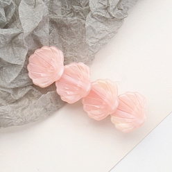 Misty Rose Shell Shape Cellulose Acetate Alligator Hair Clips, Hair Accessories for Girls, Misty Rose, 72x23x25mm