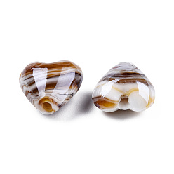 Terre De Sienne Perles lampwork, perles au chalumeau, faits à la main, nacré, Sienna, 16x16x8.5mm, Trou: 1.4mm