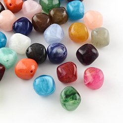 Couleur Mélangete Perles acryliques de pierres précieuses imitation bicône, couleur mixte, 18x19x17mm, trou: 2 mm, environ 170 pcs / 500 g