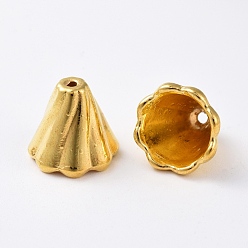 Golden Tibetan Style Bead Caps, Golden, Cadmium Free & Nickel Free & Lead Free, 13x12mm, Hole: 2mm, Inner Diameter: 10mm