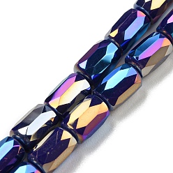 Bleu Nuit Chapelets de perles en verre, de couleur plaquée ab , colonne facettes, bleu minuit, 6x4mm, Trou: 0.8mm, Environ 80 pcs/chapelet, 20.08''~20.47'' (51~52 cm)