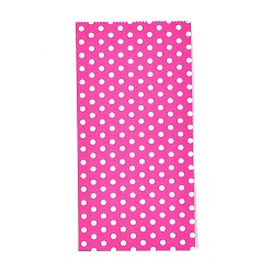 Deep Pink Eco-Friendly Polka Dot Pattern Kraft Paper Bags, Gift Bags, Shopping Bags, Rectangle, Deep Pink, 18x9x6cm