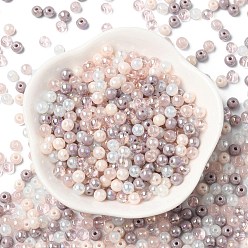 Pink Perlas de vidrio, rondo, estilo mezclado, rosa, 4~4.5x4 mm, agujero: 0.8 mm, sobre 1000 piezas/ 1 bolsa
