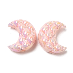 Pink Opaque Acrylic Beads, AB Color Plated, Moon, Pink, 20x17.5x9.5mm, Hole: 3mm