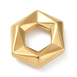 Golden 304 Stainless Steel Spacer Beads, Large Hole Beads, Hexagon, Golden, 17.5x21x4mm, Hole: 8.8mm
