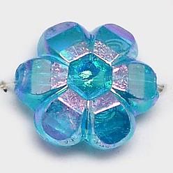 Deep Sky Blue Eco-Friendly Transparent Acrylic Beads, Rice, AB Color, Deep Sky Blue, 6x3mm, Hole: 1mm, about 19500pcs/500g