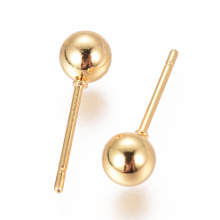Золотой 304 серьги из нержавеющей стальной шарик, гипоаллергенные серьги, золотые, 16x5 мм, штифты : 0.8 мм