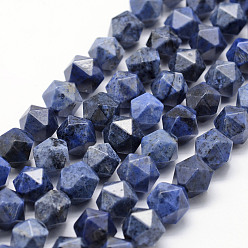 Dumortierite Natural Dumortierite Quartz Beads Strands, Star Cut Round Beads, Faceted, 8~8.5mm, Hole: 1mm, about 48~50pcs/strand, 14.9~15.1 inch(38~38.5cm)