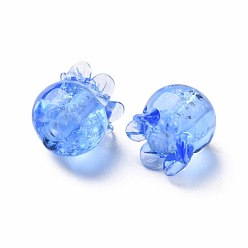 Royal Blue Transparent Handmade Bumpy Lampwork Beads, with Silver Glitter, Jellyfish, Royal Blue, 8~9x8mm, Hole: 1~1.5mm