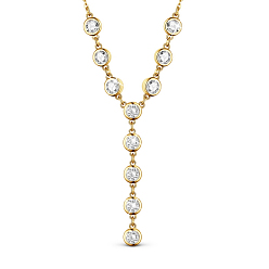 Золотой Ожерелья с подвесками Shegrace из латуни, с классом ааа кубического циркония и кабельными цепями, плоско-круглые, золотые, 17.7 дюйм (45 см)