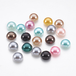 Couleur Mélangete Cabochons en plastique imitation perle abs, demi-tour, couleur mixte, 10x5mm