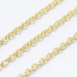Золотой Латунные кабельные цепи, пайки, долговечный, Плоско-овальные, без свинца, без никеля и без кадмия, золотые, 1.5 мм, ссылка: 2x1.5 mm