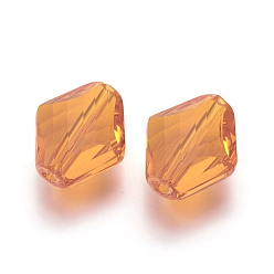 Оранжевый Имитация Австрийские кристаллические шарики, класс AAA, граненые, ромб, оранжевые, 14~14.5x12x5~7 мм, отверстие : 0.9~1 мм