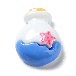 Bottle Ocean Theme Cartoon Opaque Resin Cabochons, Light Sky Blue, Bottle, 20x15.5x7.5mm
