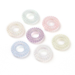 Couleur Mélangete Perles acryliques transparents dépoli, de couleur plaquée ab , anneau, couleur mixte, 14.3x4mm, Trou: 6mm, environ1100 pcs / 500 g