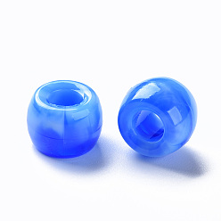 Bleu Perles Européennes acryliques, pierre d'imitation, Perles avec un grand trou   , rondelle, bleu, 9x6mm, Trou: 4mm, environ1790~1840 pcs / 500 g