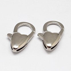 Stainless Steel Color Heart 304 Stainless Steel Lobster Claw Clasps, Stainless Steel Color, 20x11x5mm, Hole: 1.5mm