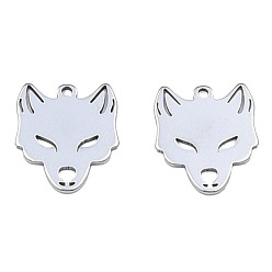 Stainless Steel Color 201 Stainless Steel Charms, Halloween Style, Fox, Stainless Steel Color, 15x12.5x1mm, Hole: 1.2mm