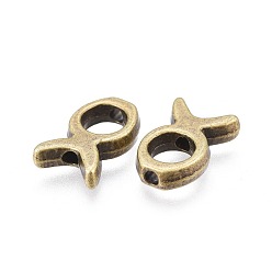 Antique Bronze Easter Theme Tibetan Style Bead Frames, Lead Free & Cadmium Free, Jesus Fish/Christian Ichthys Ichthus, For Ease, Antique Bronze, 13.5x9x3mm, Hole: 2mm