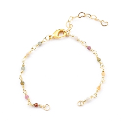 Tourmaline Natural Tourmaline Handmade Beaded Chains Bracelet Making, with Loop and Brass Lobster Claw Clasps, 6-1/8 inch(15.5cm)
