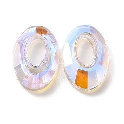 Clear Electroplate Glass Linking Rings, Crystal Cosmic Ring, Prism Ring, Faceted, Oval, Clear, 19.5x13x4mm, Inner Diameter: 5x9.5mm