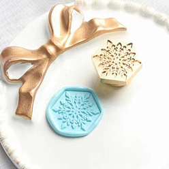 Copo de nieve Cabeza de sello de aleación de sello de cera de navidad de tono dorado, para invitaciones, sobres, embalaje de regalo, copo de nieve, 16~30x18~30 mm