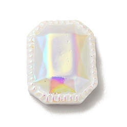White Opaque Resin Cabochons, AB Color Plated, Octagon, White, 26x20x7mm