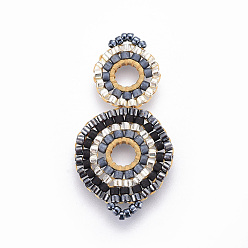 Coloré Liens de perles de rocaille japonaises faites à la main miyuki & toho, Motif métier, cucurbitacées, colorées, 32~33x17x1.5~2mm, Trou: 2mm