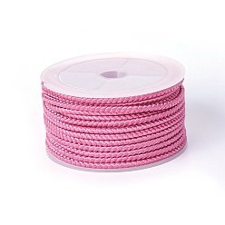 Бледно-Розовый Полиэстер плетеный шнур, розовый жемчуг, 3 мм, около 8.74 ярдов (8 м) / рулон